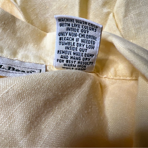 L. L. Bean 2X Butter Yellow Button Down Linen Top Short Sleeves - Picture 4 of 4